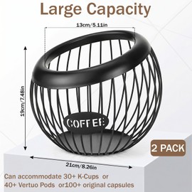 2 Pcs Coffee Pod Holder, Espresso Pod Holders Metal (Black)