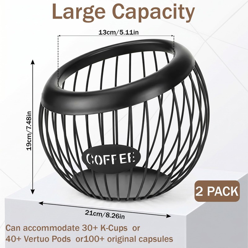 2 Pcs Coffee Pod Holder, Espresso Pod Holders Metal (Black)