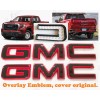 Auto Front Rear Gloss Red Black Emblem Overlay 2019+ GMC