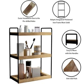 Dorhors 3 Tier Bathroom Counter Organizer,Countertop Bathroom Storage Shelf,Counter Tray and Vanity Organizer (Brown)