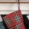 Dibor Festive Tartan Stocking with Mistletoe Embellishment and Hanging Loop