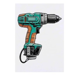 'Electric Power Drill' Temporary Tattoo - Water Resistant, Skin-Safe, Non-Toxic Transfer (TO00069849)