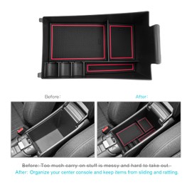 CDEFG 2023 2024 2025 HR-V Center Console Organizer Tray for 2023 2024 2025 Honda HRV Armrest Tray Storage Box Secondary Insert Tray Coin Container 2023 2024 2025HR-V Sport EX-L LX Accessories (Red)