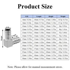 Barbed Elbow Fittings, OD 25mm Stainless Steel Pipe Adapter Connector 90 Degree Elbow Barbed Joint Coupler for Tube Conncetion 2 Pack