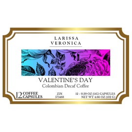 Valentine's Day Colombian Decaf Coffee (Single Serve K-Cup Pods) (Gourmet, Naturally Flavored, Whole Coffee Beans) (12 pods, ZIN: 575468)