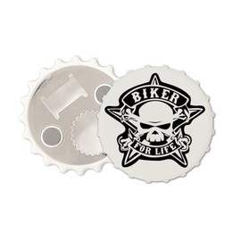 Biker of Life Magnetic Bottle Cap Opener Gift Fridge Magnet Skull Star