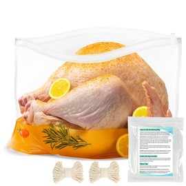 YQL Brining Bags - 4 Pack, 22"x26", Holds Up to 35lb with Cotton Strings, Double Zip-Lock Seal, Ideal for Turkey, Chicken, Pork, Ham, Large Roasts, Brining& Marinating