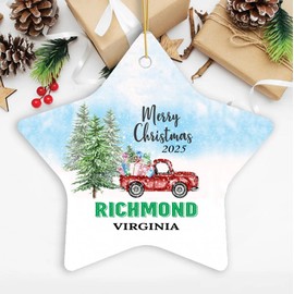 Christmas Ornament Richmond VA Ornaments Gifts Ideas Richmond Virginia New Home Town 2025 Keepsake Housewarming for Family Friend Star 3''