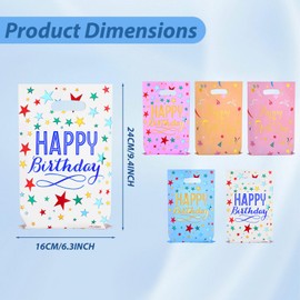 GOMANCHE 40-Pack Happy Birthday Party Favor Bags 9.4 x 6.3 Inch - Colorful Reusable Goodie Gift Bags for Kids, Girls & Boys Birthday Parties, Baby Showers & Special Events