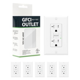 6-Pack 20 Amp GFI Electrical GFCI Outlet Self-Test Tamper Resistant (TR) Weather Resistant (WR) Ground Fault Receptacle with LED Indicator UL Listed Standard Wall Plate Included White