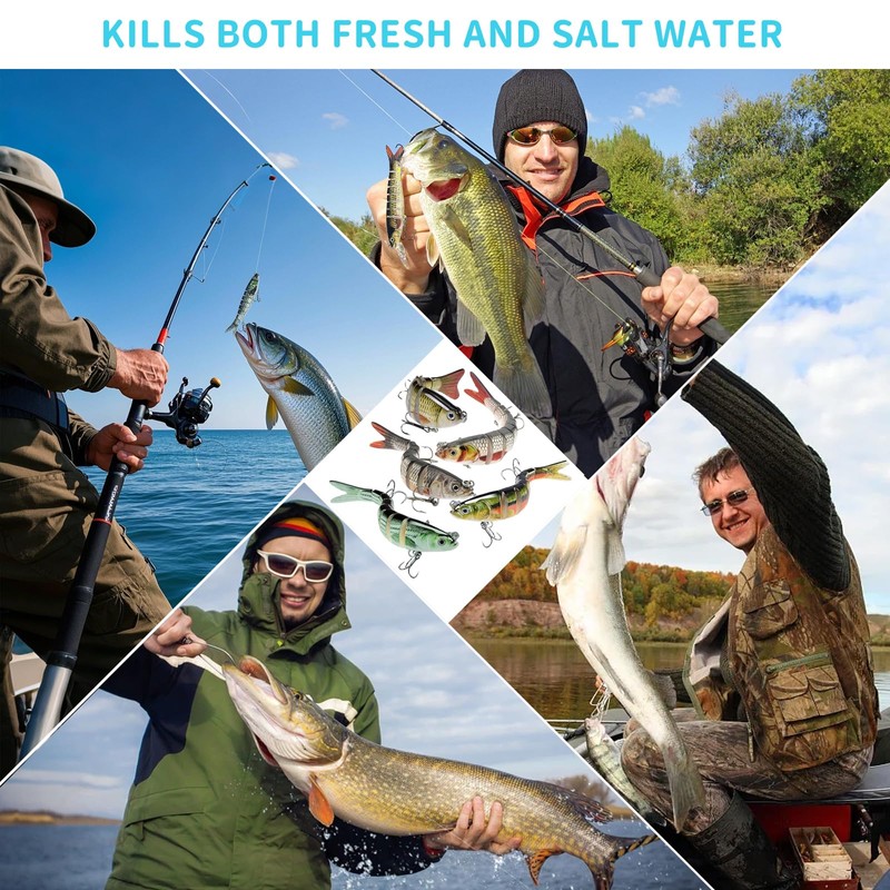 HYran Angelköder, 5 Stück Wobbler Hecht Köder, Barsch Köder, Angelköder