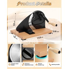 Redants Manual Bread Slicer for Homemade Sourdough Bread, Versatile Hand Crank Bread Slicer, Adjustable Thickness for Smooth Cutting, Food Grade Stainless Steel (Black)