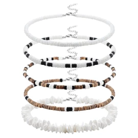 FASACCO Surfer Necklace for Men Puka Shell Necklaces Men Sea Shell Beach Necklace Pookah Shells Choker 16 Inch