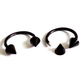 Pair of Black Arrow Huggie Hinged Earrings Unisex Men Women