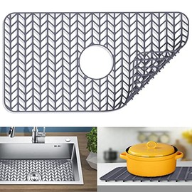 Sink protectors for kitchen sink |12"13"16"18"19"24"26"28"29"30"silicone sink mat| Silicone Kitchen Sink Mat Grid for Bottom of Farmhouse Stainless Steel Porcelain Sink(26"x 14" Center Gray)