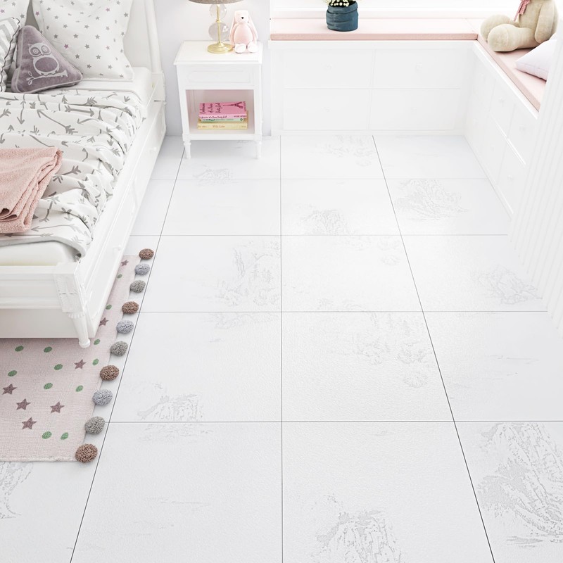 WESTICK 20-Pack White Marble Peel and Stick Floor Tile Bathroom