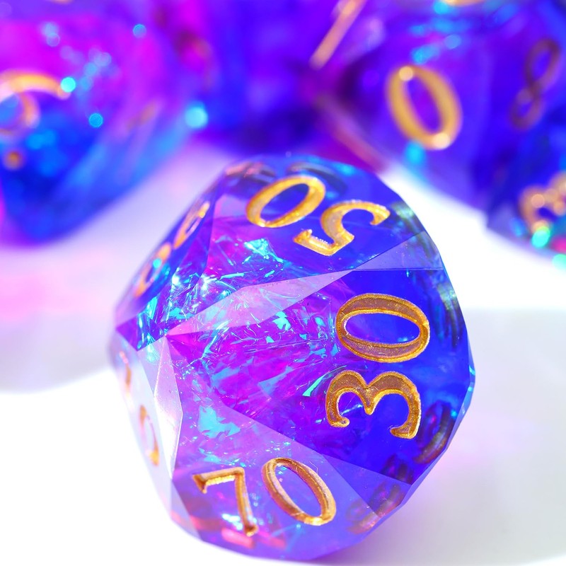 XENOLU DND Dice Set, Diamond Cut Sharp Edge Polyhedral Resin
