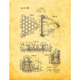 Billiard Ball Rack Patent Print Golden Look (5" x 7") M11242