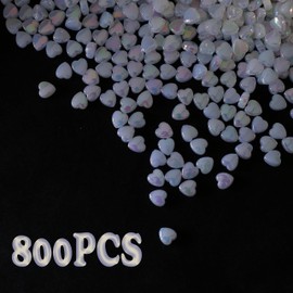 HERZWILD 800Pcs Heart Shape Plastic Beads - UV Resin White Laser Pony Beads for DIY Jewelry Craft Making Necklace Bracelet Earrings Key Chains Supplies