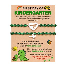 UNGENT THEM First Day of Kindergarten Bracelet Mommy and Me Back to School Gifts for Kids Mom Mother Son Dinosaur Bracelets