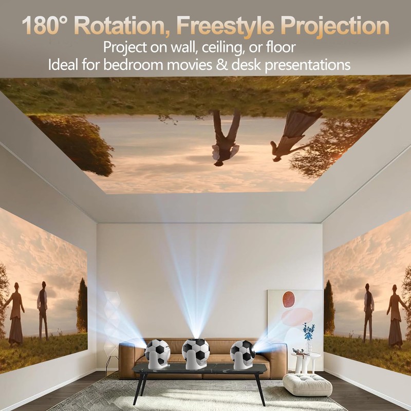 Mini Projector with WiFi and Bluetooth, Football Design, 200 ANSI