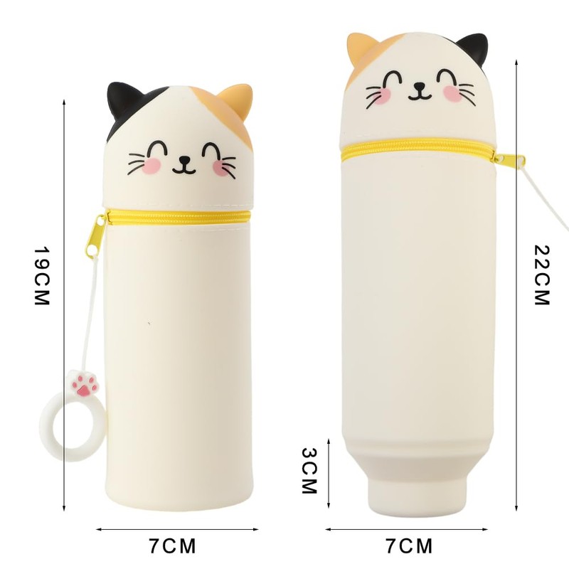 MHwan Pencil Case with Cute Soft Handles, Spotted Cat, Fashion