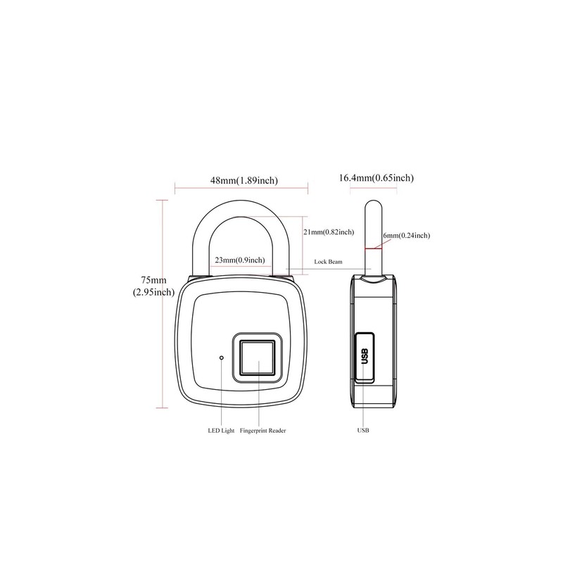 Cactus Life Fingerprint Authentication Padlock, Smartphone Bluetooth Detachment, 2-way, No