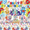 Robot Birthday Party Decoration - Robot Happy Birthday Backdrop, Tableware,