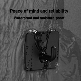 6-Pack Stainless Steels Adhesive Wall Hooks Black,Easy Installation Without Drilling Holes Hooks For Hanging Heavy Duty，Key Hooks For Wall，For Bathroom Kitchen Indoor Outdoor Non-Tracking Hooks