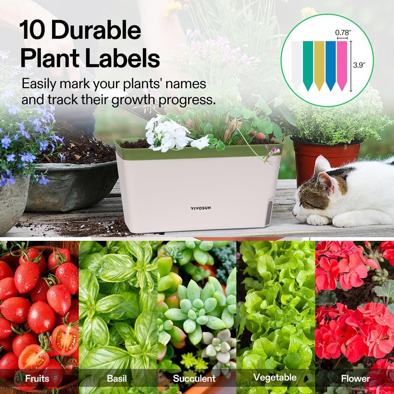 VIVOSUN Self-Watering Planters, 6-Pack 10.5 Inch Compact Rectangular Window Herb