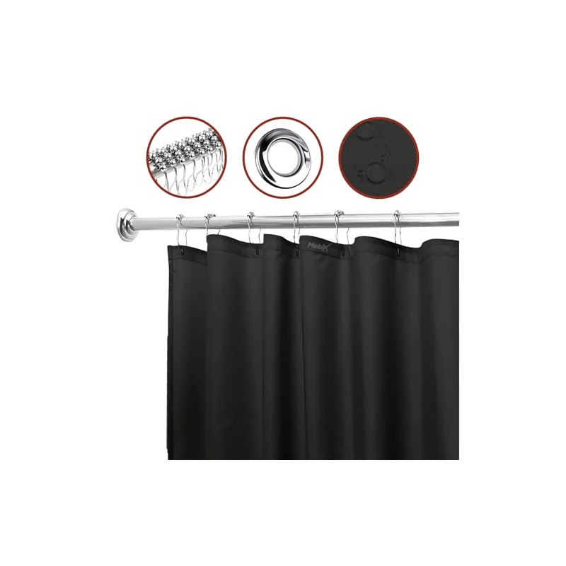 Mebix TRD Cortina de Baño 200x200cm Impermeable, Antimoho con 12