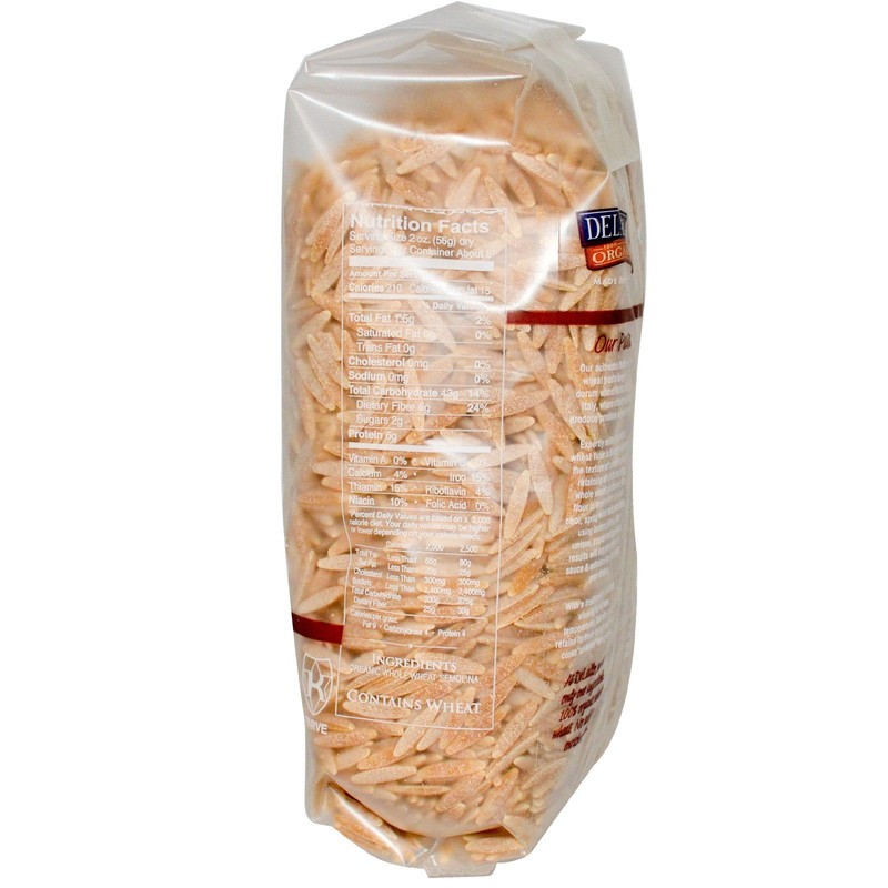 DeLallo, Orzo No. 65, 100% Organic Whole Wheat Pasta, 16
