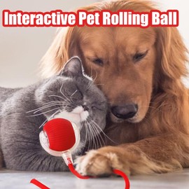 Jefuzh Interactive Rolling Dog Ball, Interactive Rolling Ball Dog Toy, Chewie Viral Rolling Ball, Active Rolling Ball for Dogs, 360° Smart Automatic Rolling Pet Ball(Red) (Green)