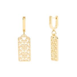 COACH Women's Signature Quilted Cut-Out Hangtag Charm Huggie Earrings