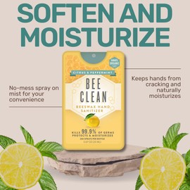 Bee Clean Organic Beeswax Hand Sanitizer Pocket Spray - Protects and Moisturizes Skin (6 Lavender Oil and 6 Citrus & Peppermint, 12 total)