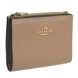 Coach CR983 (TAUPE/Beige) Women's Bifold Wallet, Compact, Outlet, Brand, Cross-Grain Leather, Bifold Wallet
