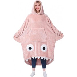Garselay Manta con Capucha para Adultos, Manta de Tiburón Franela Suave y Acogedora, Manta Capucha para Hombre y Mujer, Bonito regalo, Saco Dormir Cálido y Portátil, Para Sofá, Cama y Camping (Rosa)