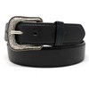 Cinturón de Piel Vacuna con Hebilla Vaquera Vintage (Negro, 38)