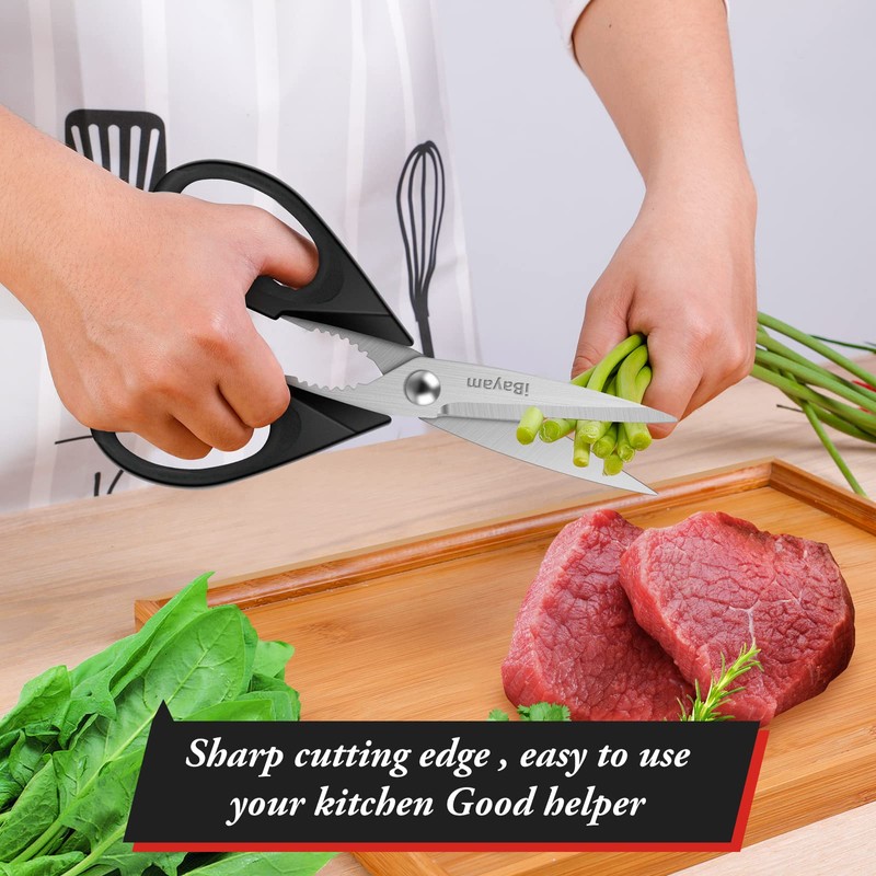 iBayam All Purpose Kitchen Scissors, Kitchen Shears with Protective Sheath