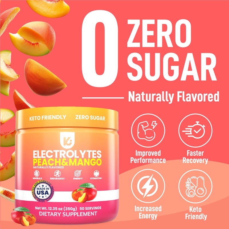 Keppi Electrolytes Powder – Peach Mango Flavor – No Sugar