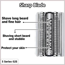 Fivoras Series 5 52S Electric Shaver Head Compatible with Braun S5 Replacement Head and for Braun Series 5 Replacement Foil and Cutter,for Men Razor Shaving Blades Fit for Series 5,5090,5190cc,5040 Etc Model