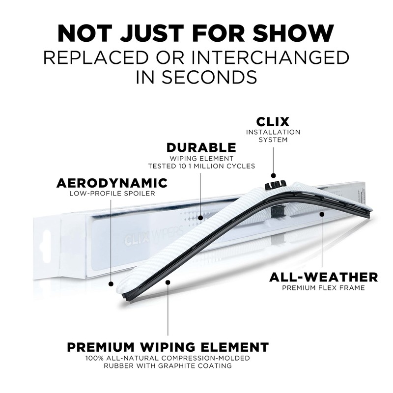 Clix Wipers - 18" White Carbon Fiber Automotive Replacement Wiper