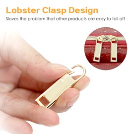 Zipper Pulls Replacement 8 Pcs Metal Easy to Install Luggage Purse Clothes Shoes Zipper Repair Replacement DIY Craft Handmade Sewing (Gold)