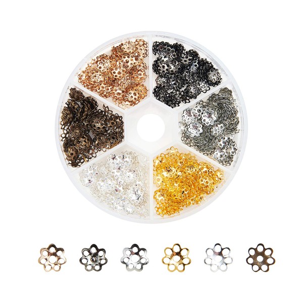 Kitbeads 600pcs Hollow Flower Bead Caps Petal Bead Caps End