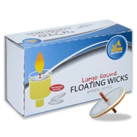 Ner Mitzvah Round Floating Wicks, Large Cotton Wicks and Cork Disc Holders for Oil Cups, Bonus Wick Removal Tweezers - 50 Count (Approx.)