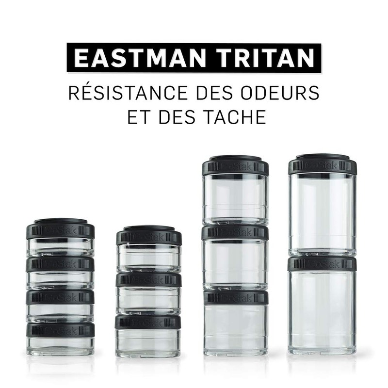BlenderBottle GoStak Twist n' Lock Storage Jars, 150cc 2-Pak, Black