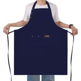 Yuubin Extra Large Aprons for Men, Adjustable Button Bib Apron with 3 Pockets Chef Cooking Kitchen Aprons Women,Water & Oil Resistant