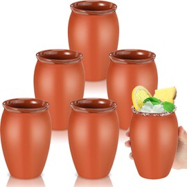 Gejoy 6 Sets Cantaritos De Barro Mexicanos 16 oz Cantaritos Shooters Pottery Taco Tuesday Mexican Clay Cup Fiesta De Barro Mexicanos Cocktail Cups Cocktail Glasses for Margaritas Mojitos