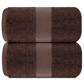 White Classic Luxury Soft Brown Bath Sheet Towels - 650 GSM Cotton Luxury Bath Towels Extra Large 35x70 / Highly Absorbent and Quick Dry/Hotel Collection Extra Large Bath Towels Oversized, 2 Pack