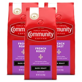Community Coffee French Roast 36 Ounce, Extra Dark Roast Ground Coffee, 12 Ounce Bag (Pack of 3)